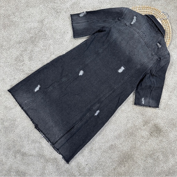K. Jordan Women’s Cotton Long Destructed Jean Jacket Dress in Black Wash M - Picture 8 of 13
